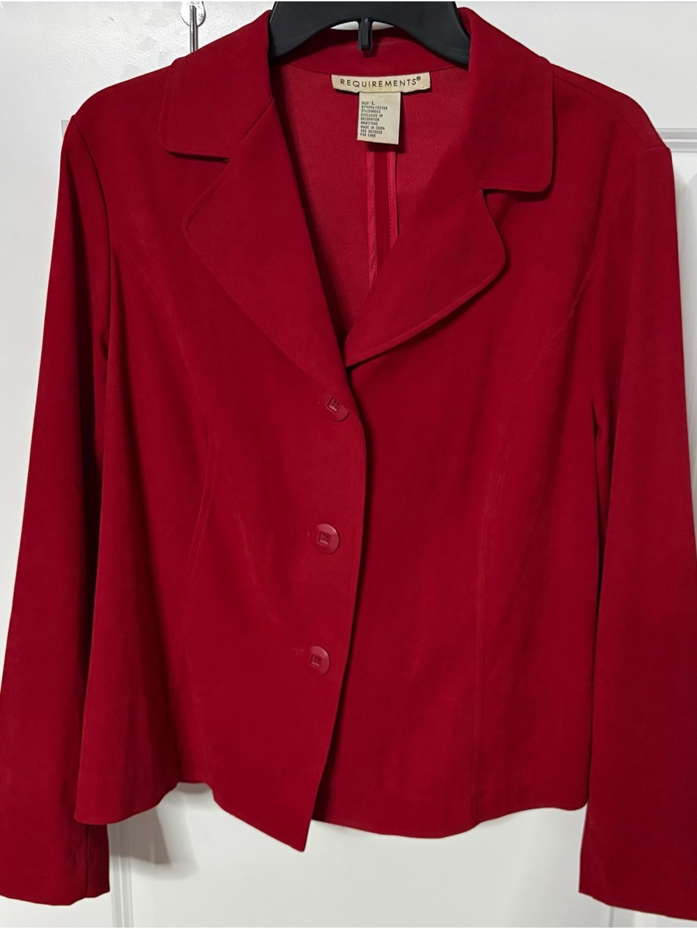REQUIREMENTS Size L Vintage Red 3-Button Lightweight Career Blazer Jacket